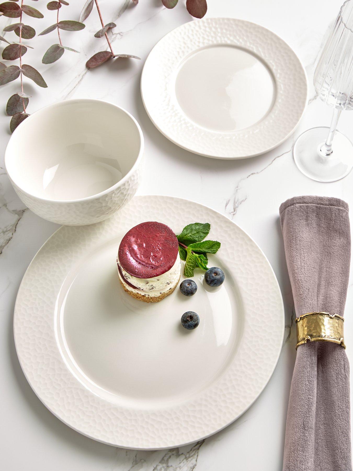 Product photograph of Very Home Arles Hammered 12-piece Dinner Set In Cream from very.co.uk