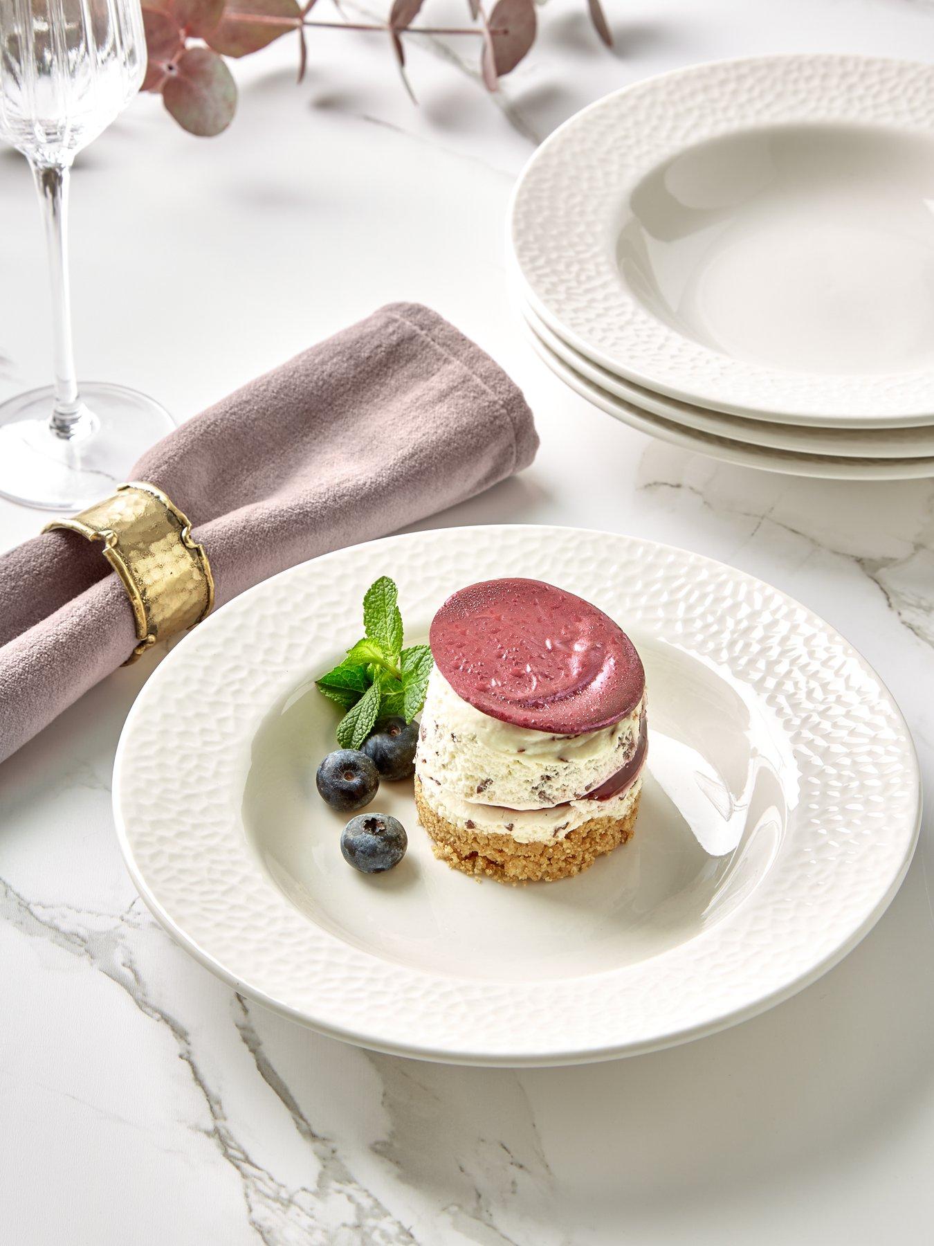 Product photograph of Very Home Arles Hammered Set Of 4 Pasta Bowls In Cream from very.co.uk