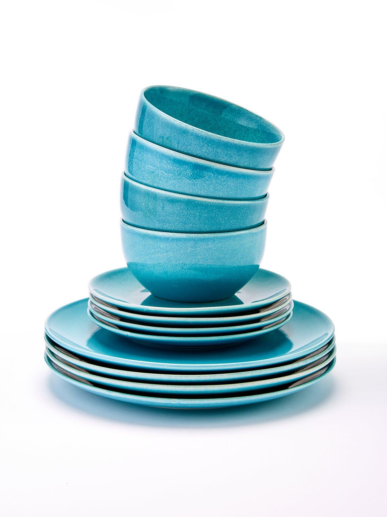 Image 4 of 4 of Very Home Blue Rennes Reactive Glaze 12-Piece Dinner Set