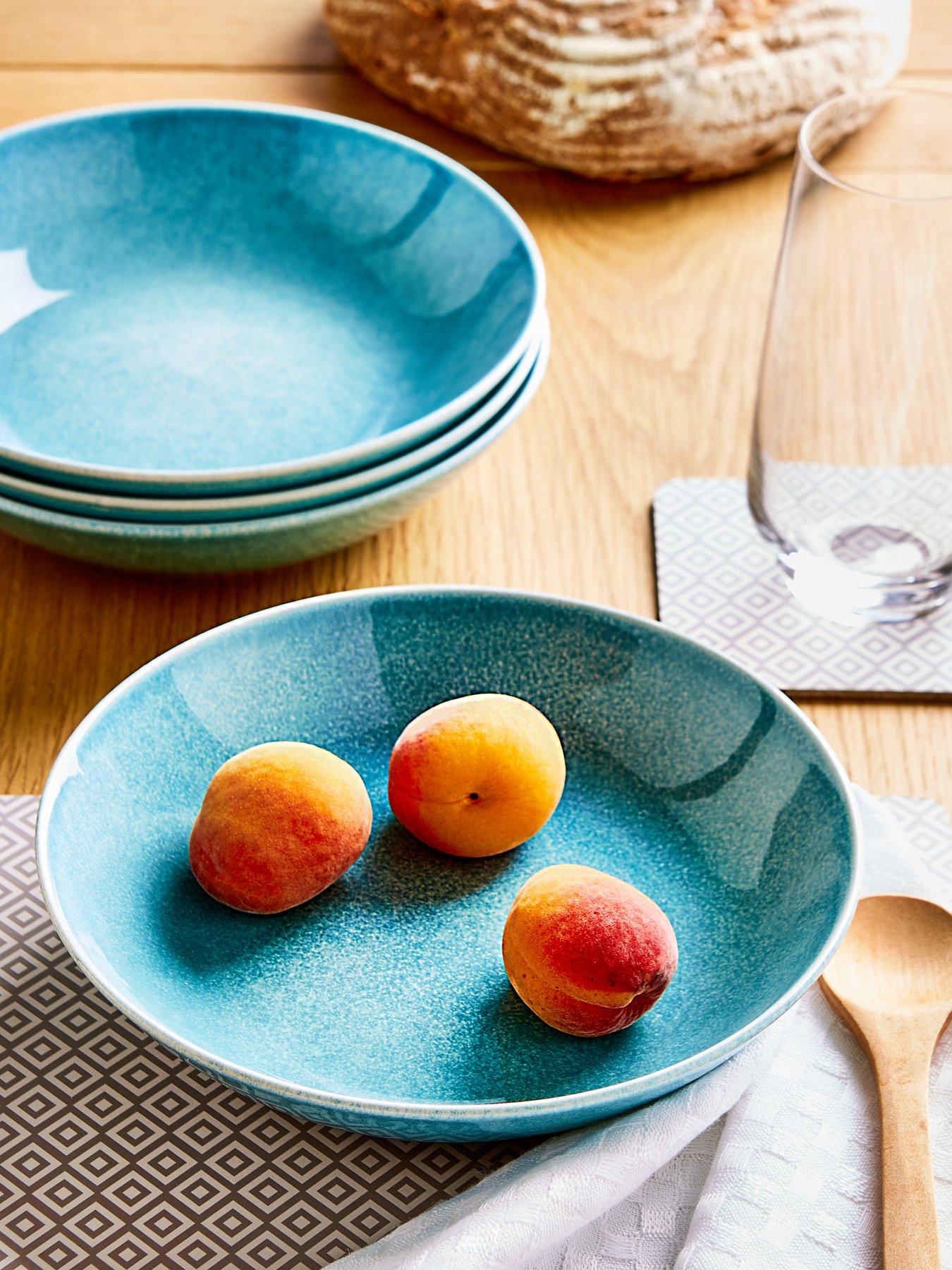 Image 1 of 3 of Very Home Blue Rennes Reactive Glaze Set of 4 Pasta Bowls