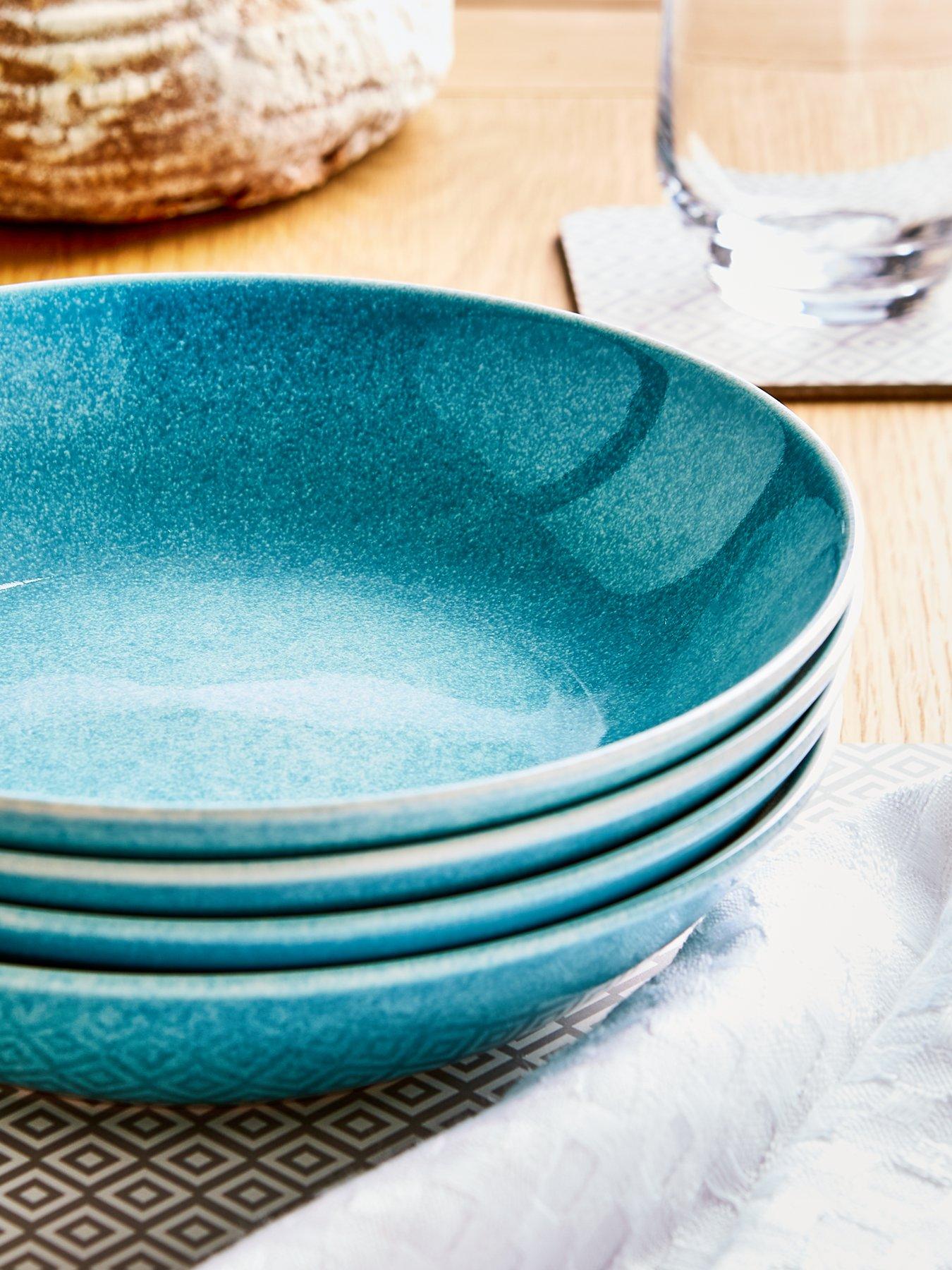 Image 2 of 3 of Very Home Blue Rennes Reactive Glaze Set of 4 Pasta Bowls