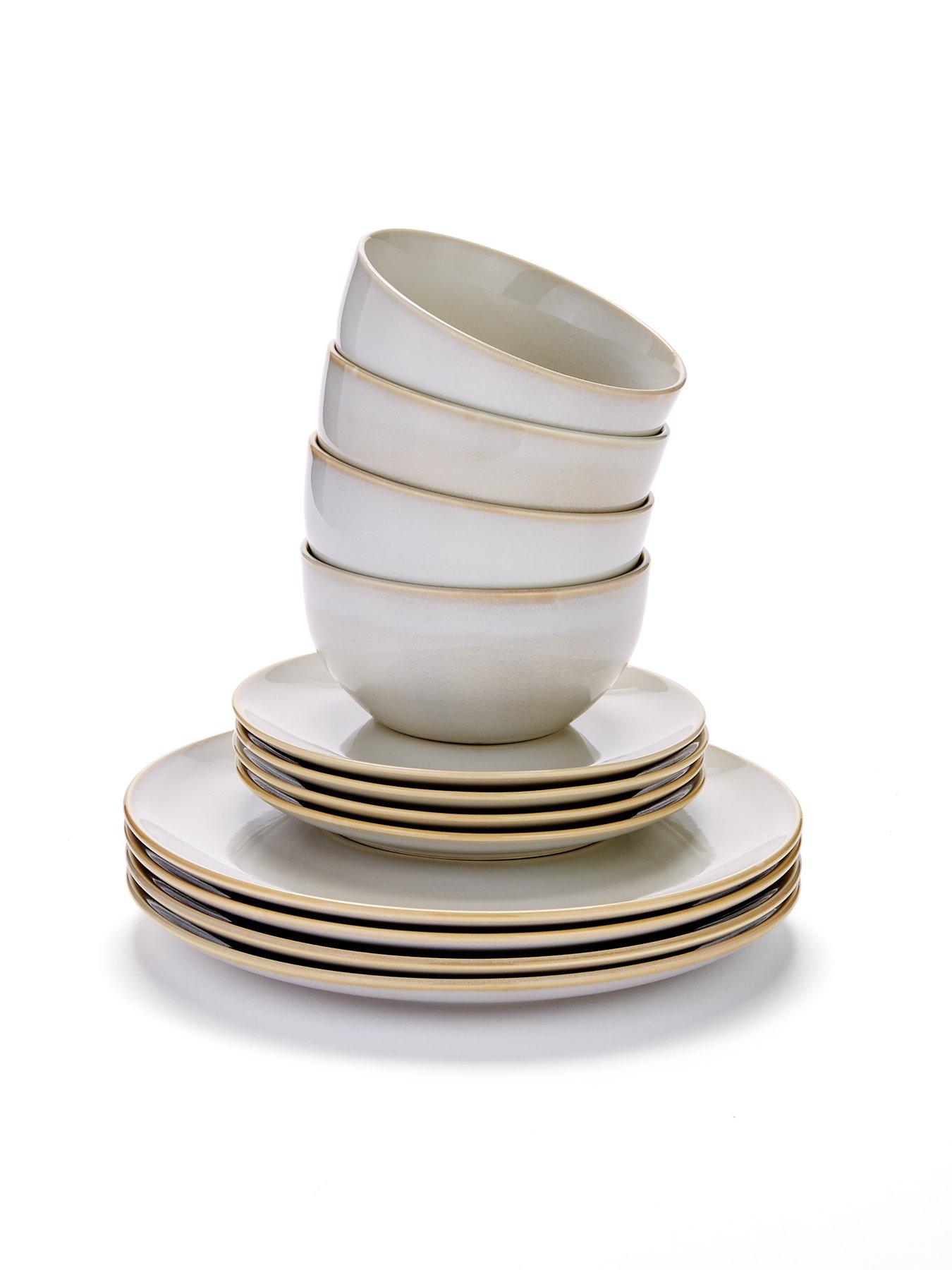 Image 4 of 4 of Very Home Natural Rennes Reactive Glaze 12-Piece Dinner Set