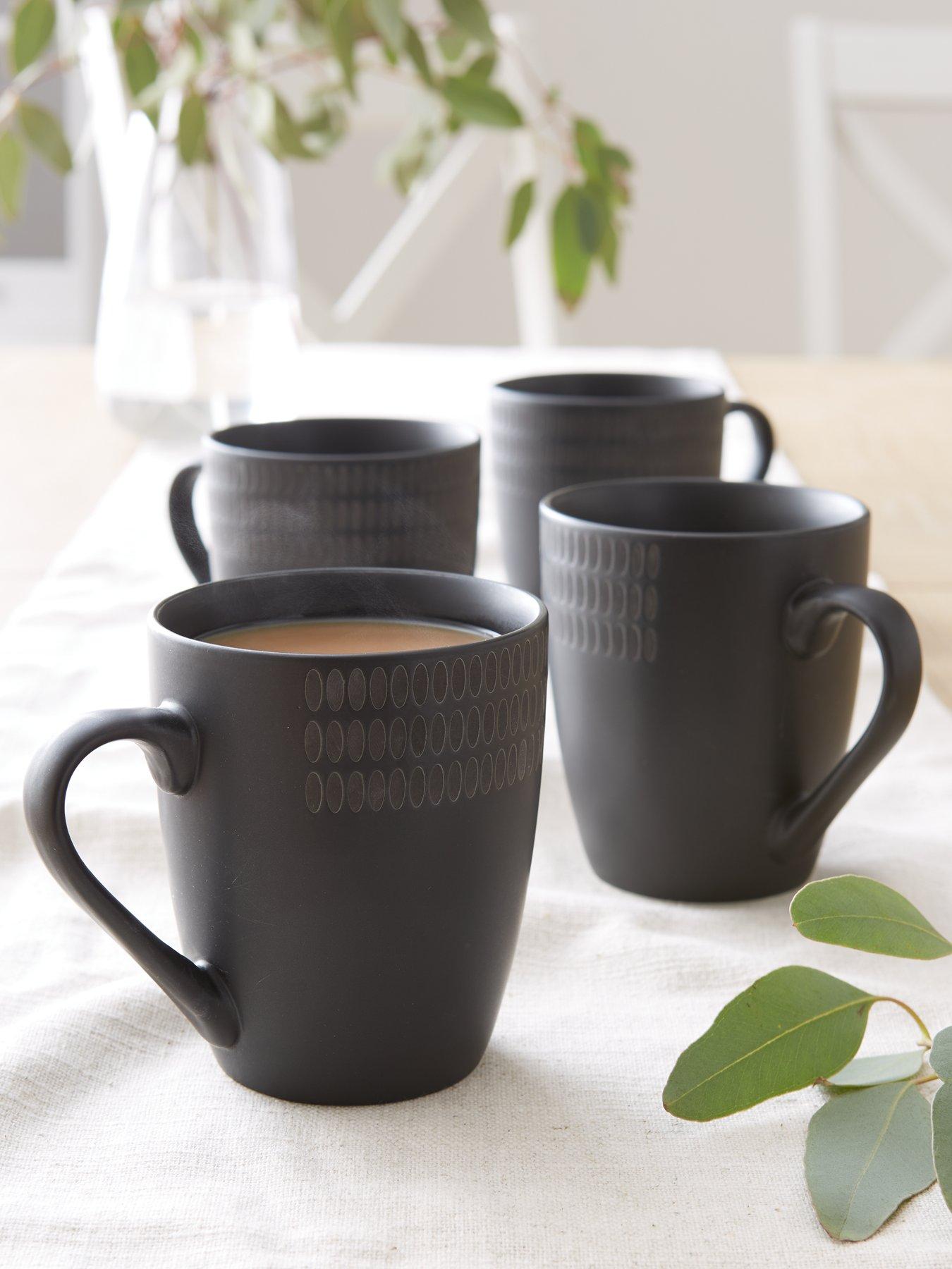 Product photograph of Very Home Pierre Set Of 4 Mugs In Charcoal from very.co.uk
