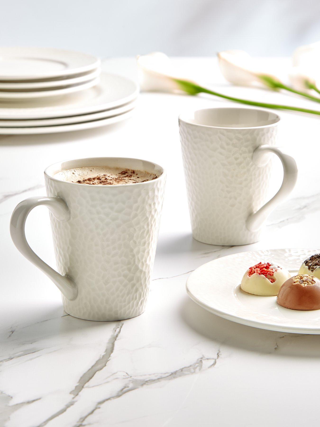 Product photograph of Very Home Arles Hammered Set Of 4 Mugs In Cream from very.co.uk