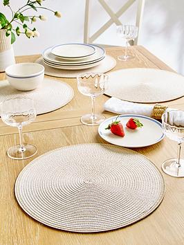 Product photograph of Very Home Set Of 4 Natural Round Placemats In Beige from very.co.uk