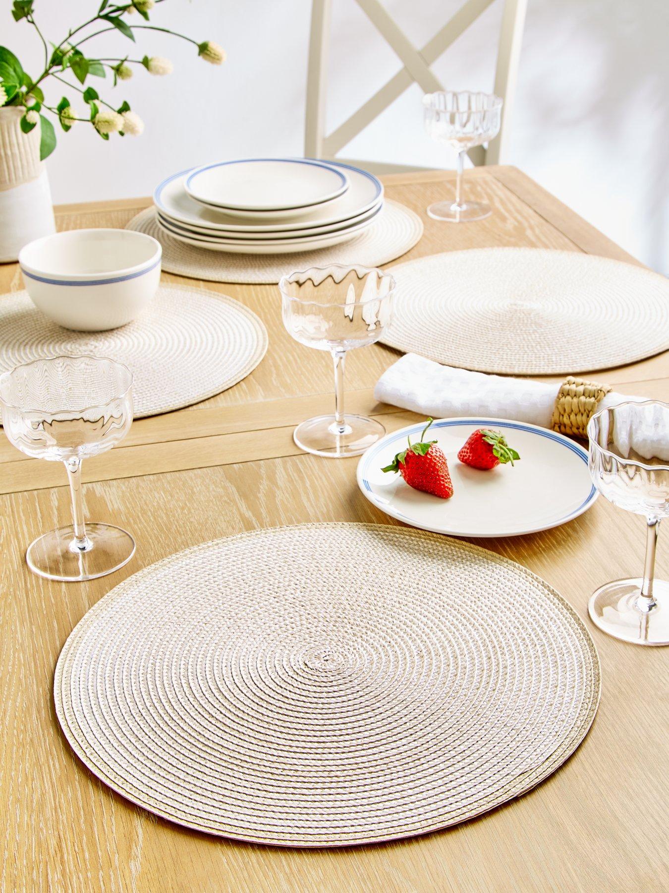 The Very Collection Set of 4 Natural Round Placemats in Beige