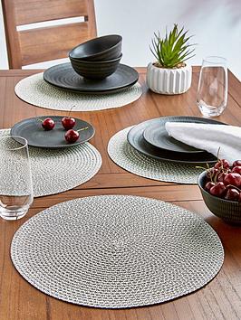 Product photograph of Very Home Set Of 4 Natural Round Placemats In Black And White from very.co.uk