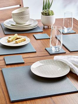 Product photograph of Very Home Reversible Faux Leather Placemats And Coasters - 8-piece Set In Grey And Black from very.co.uk