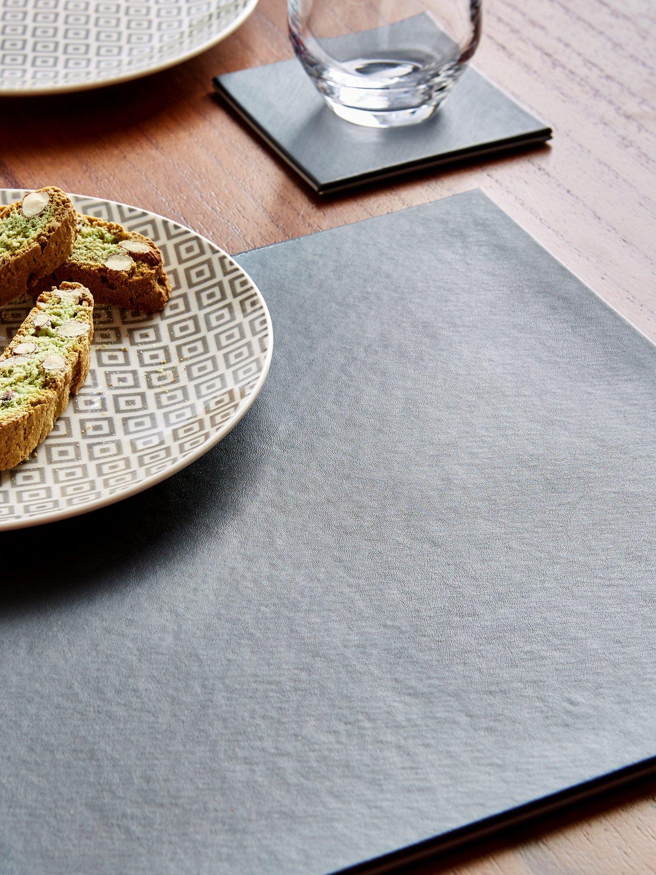 Very Home Reversible Faux Leather Placemats and Coasters 8Piece Set