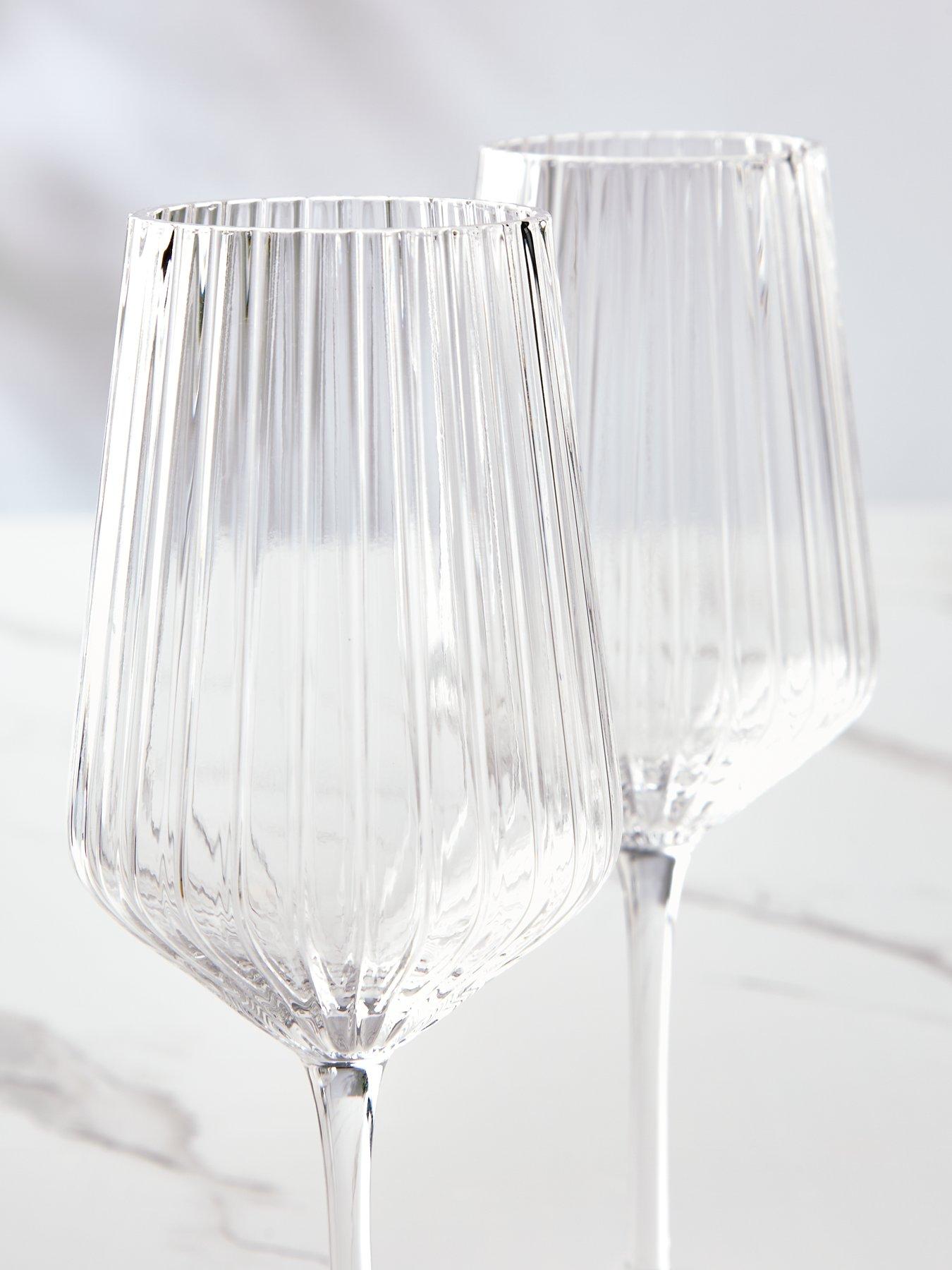 Very Home Ales Set of 4 Ribbed Wine Glasses | very.co.uk