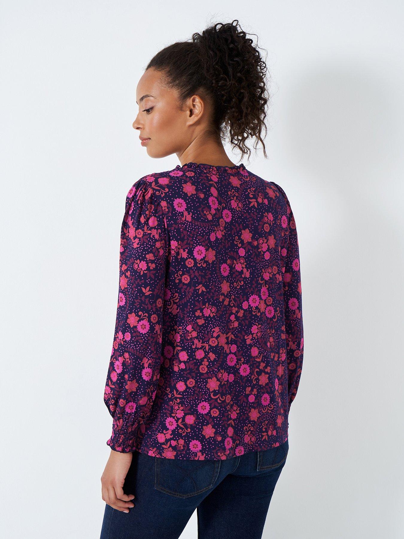 Crew Clothing Printed Shirring Top - Multi | Very.co.uk