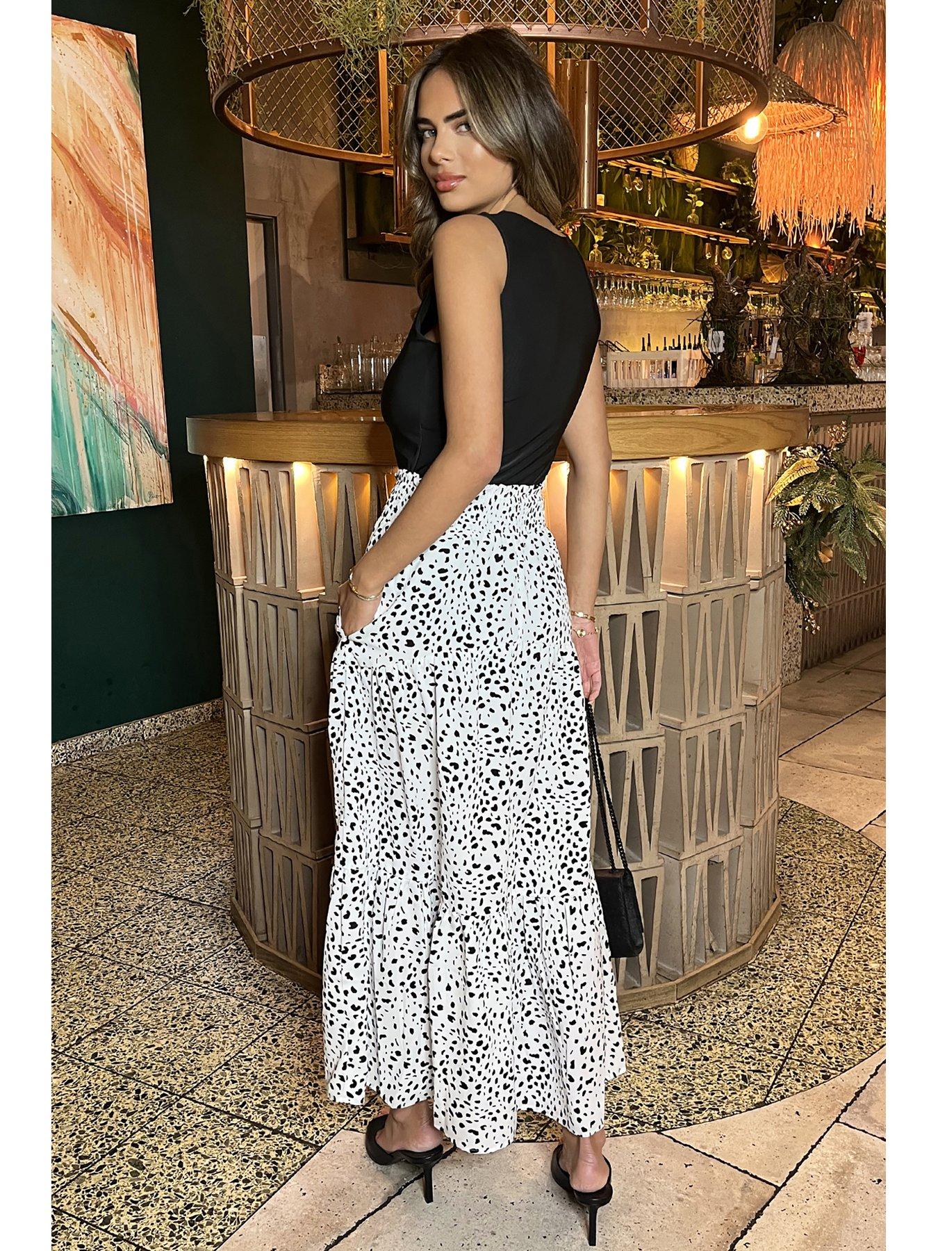 Black and white maxi skirt uk 2025