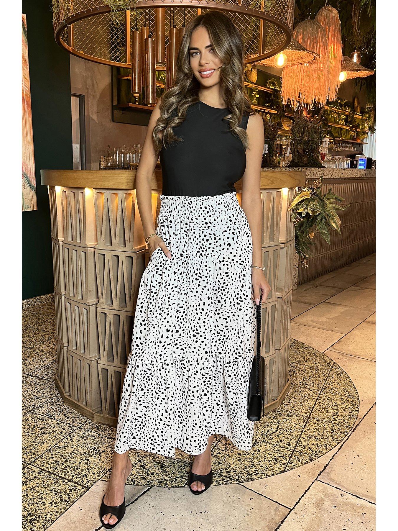 AX Paris Polka Dot Maxi Skirt White Very