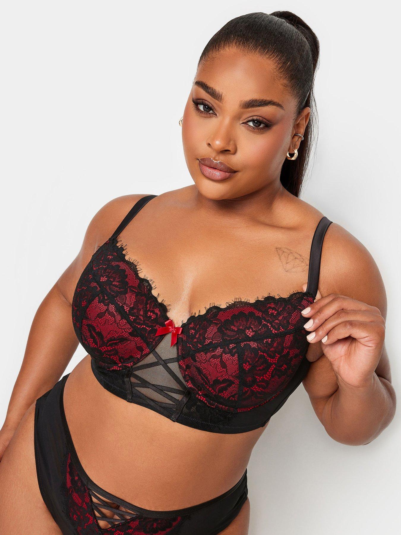 Yours Lola Lace Longline Padded Bra Red