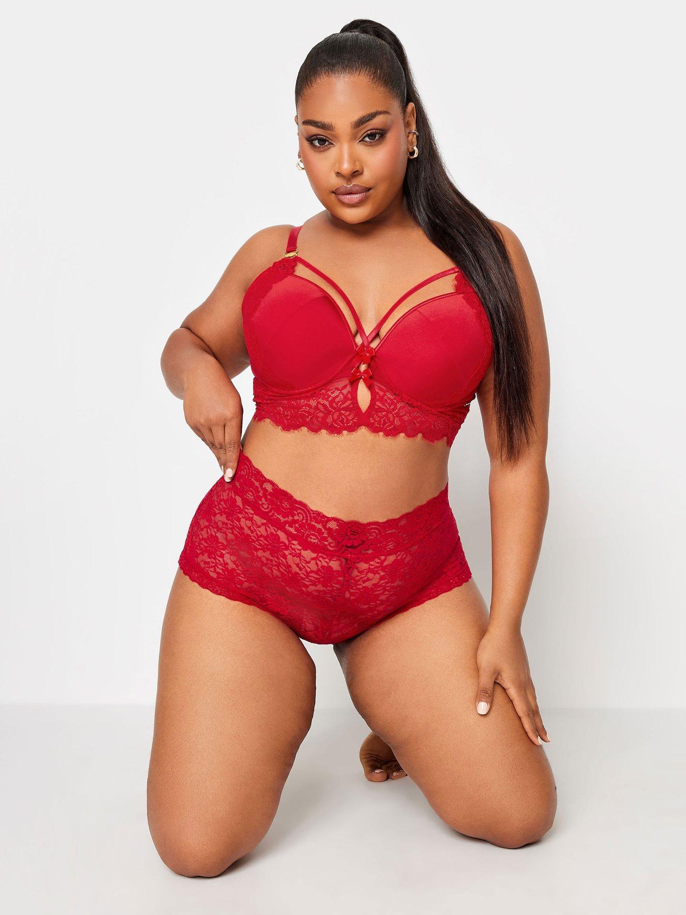 YOURS Plus Size Red Hallie Embroided Padded Bra