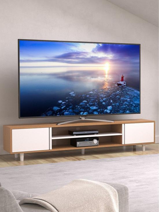 front image of avf-harbour-2m-tv-stand-up-to-95-light-wood-and-white