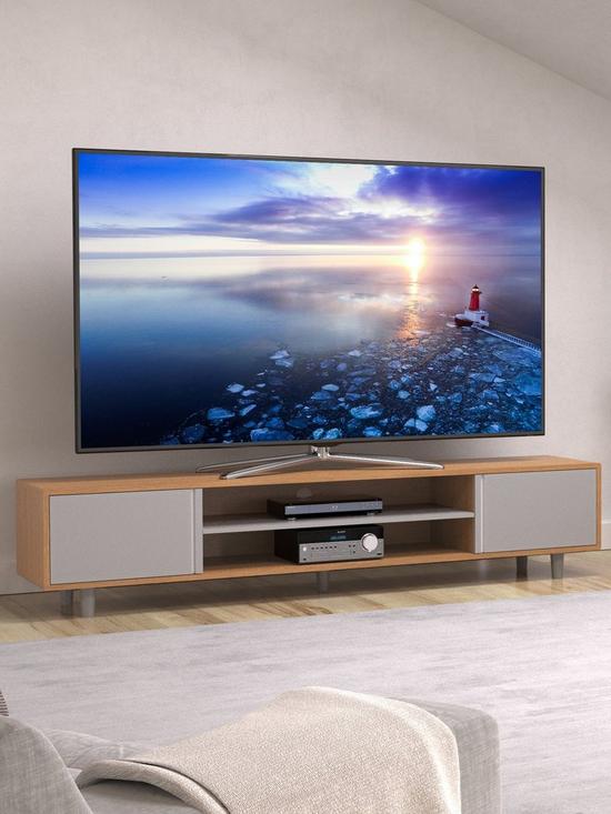 front image of avf-harbour-2m-tv-stand-up-to-95-light-wood-and-grey