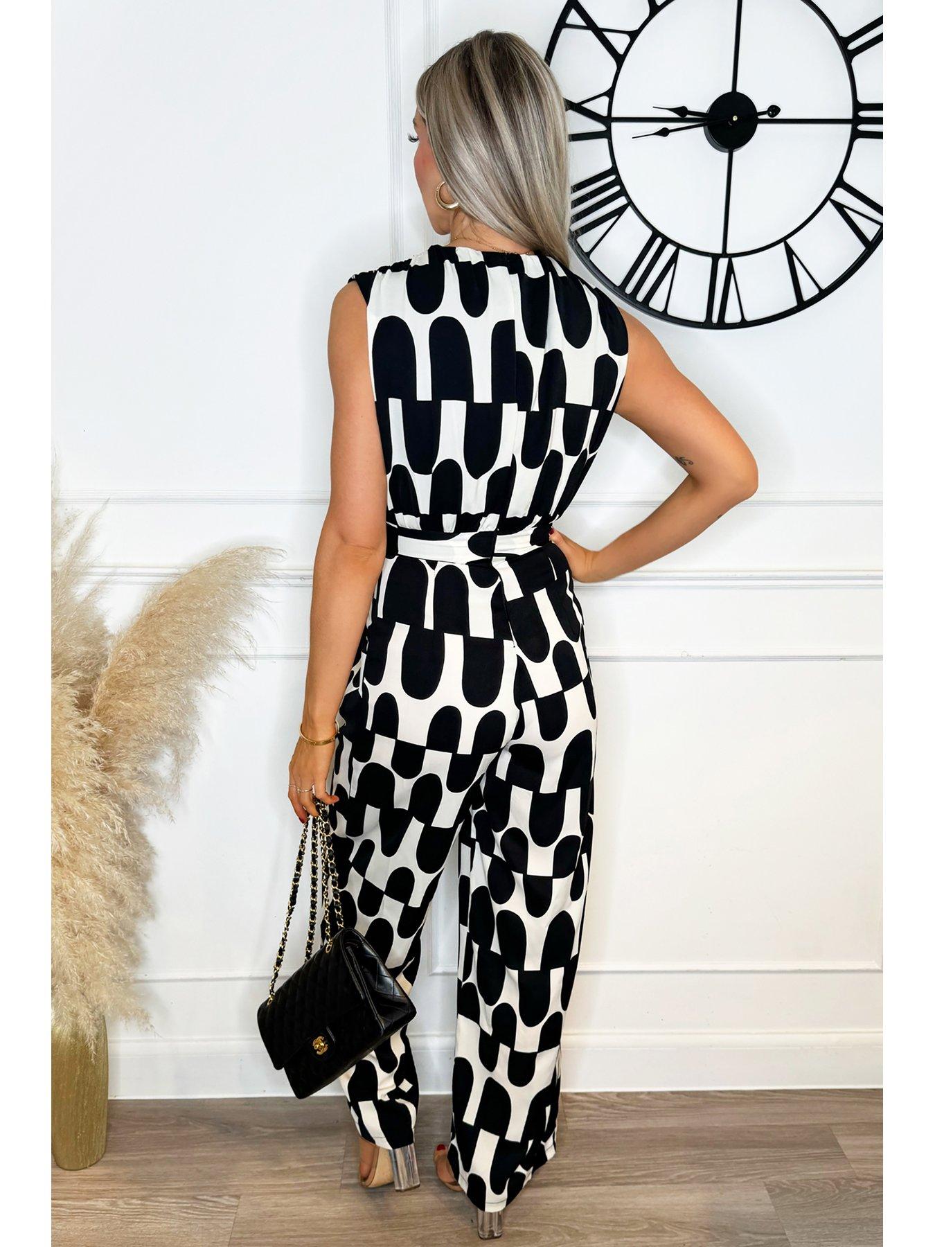 Black and white jumpsuit uk hotsell