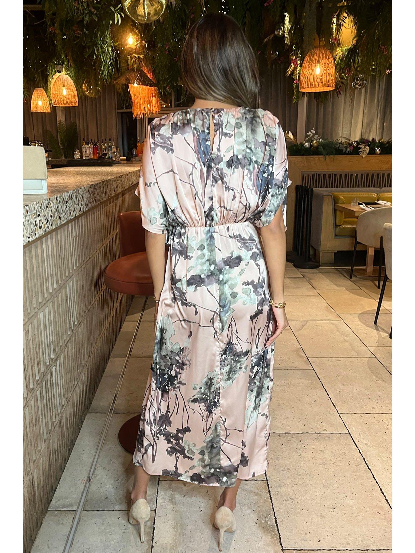 Ax paris floral satin wrap dress best sale