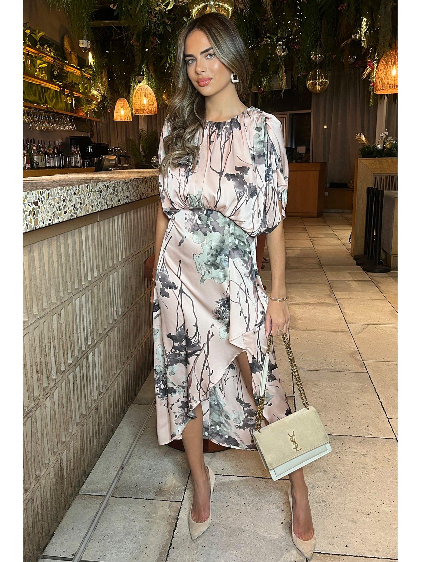 Ax paris floral satin wrap dress best sale