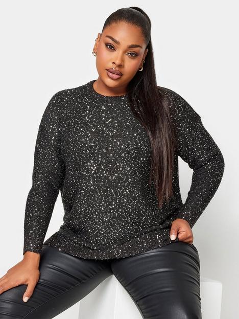 yours-christmas-sequin-jumper-black