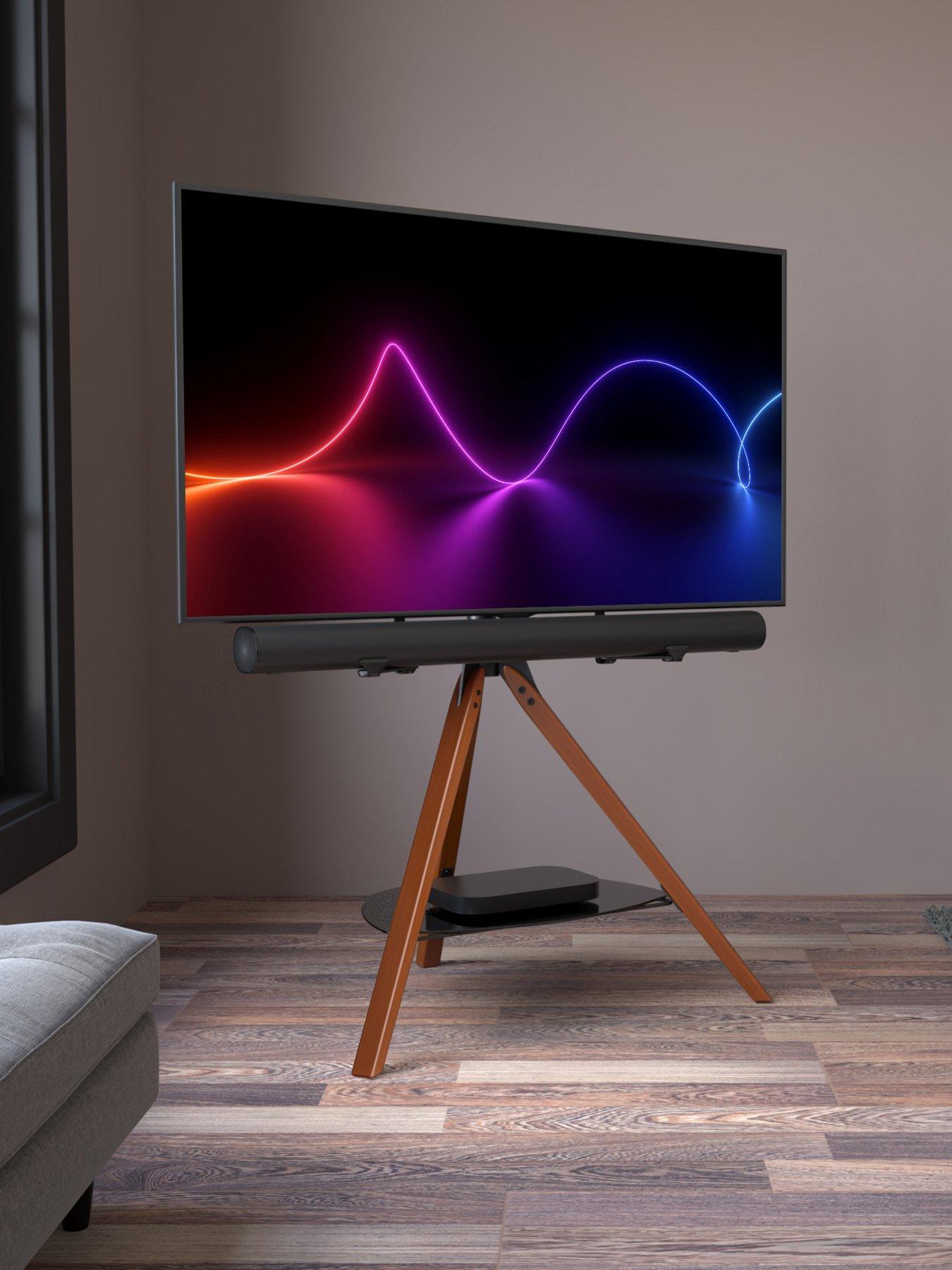 AVF Hoxton Tripod TV Stand with Soundbar Mounting Kit, for TVs 32-70" - Dark Wood