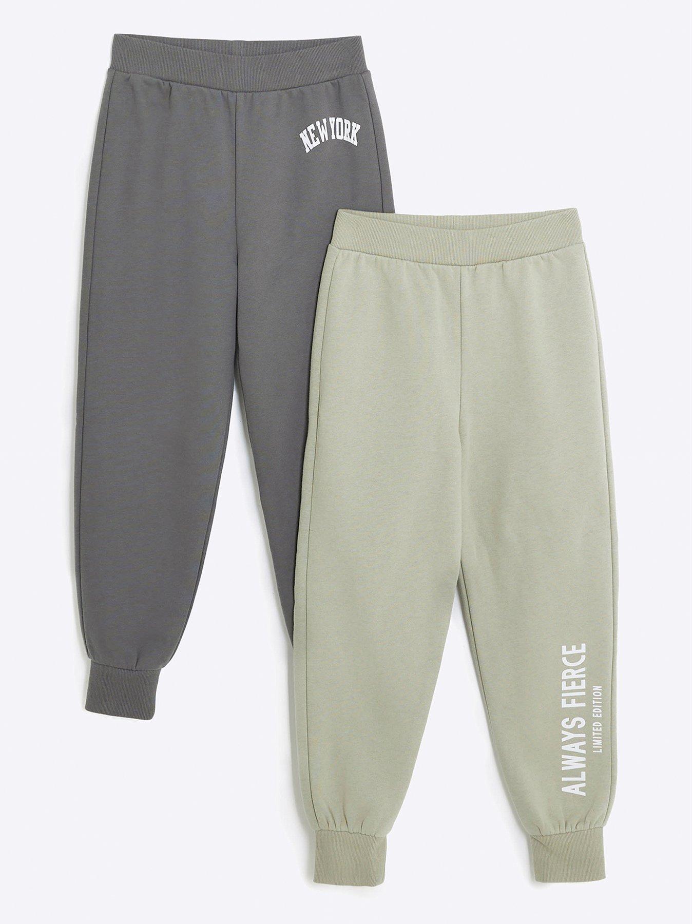 Girls New York Joggers 2 Pack Grey