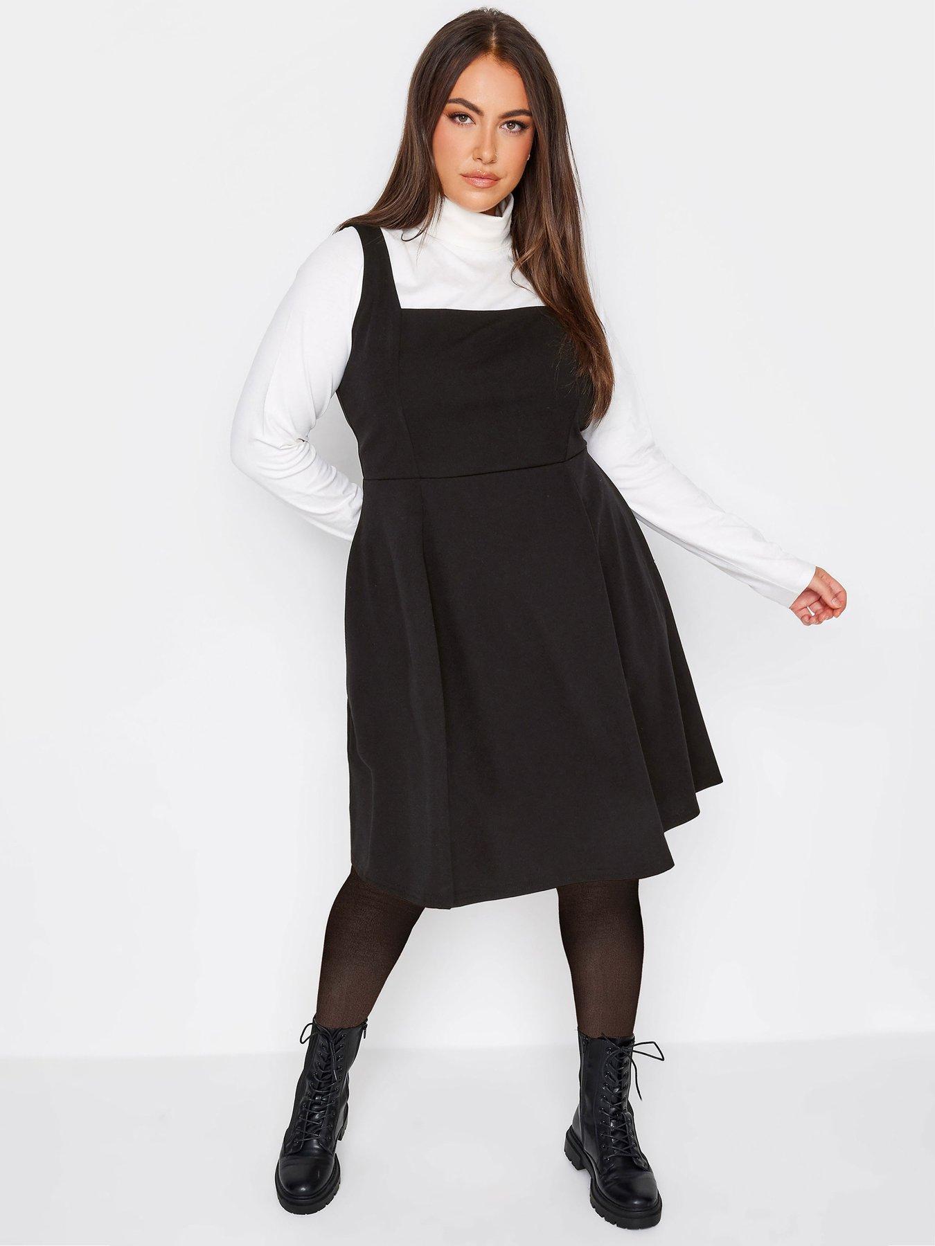 Pinafore Square Neck Black Scuba