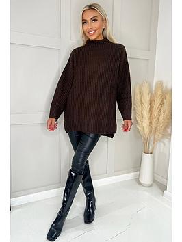 ax paris knitted jumper - brown