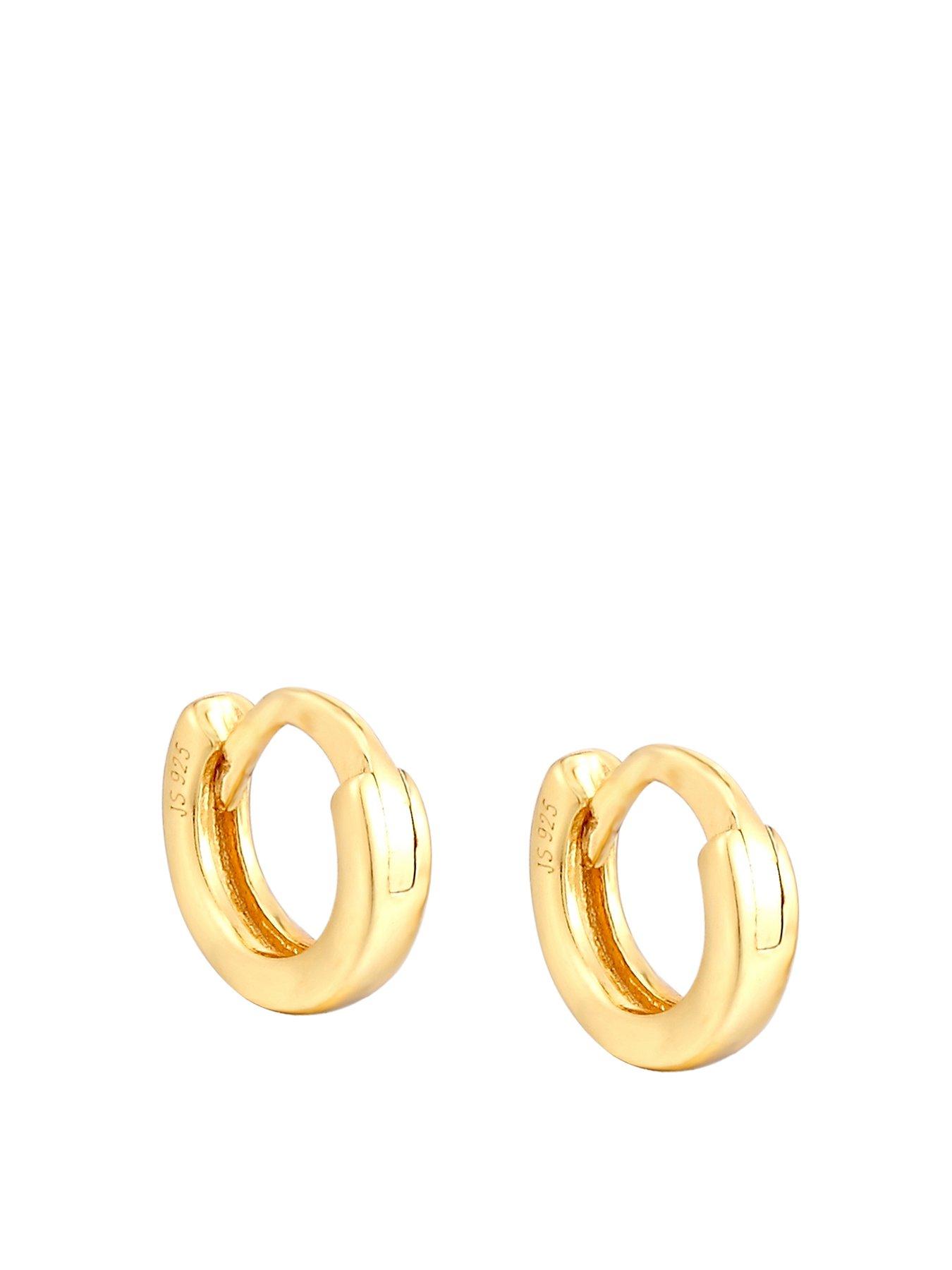undefined 18ct Gold Plated Sterling Silver 7mm Dainty Huggie Hoop Earrings