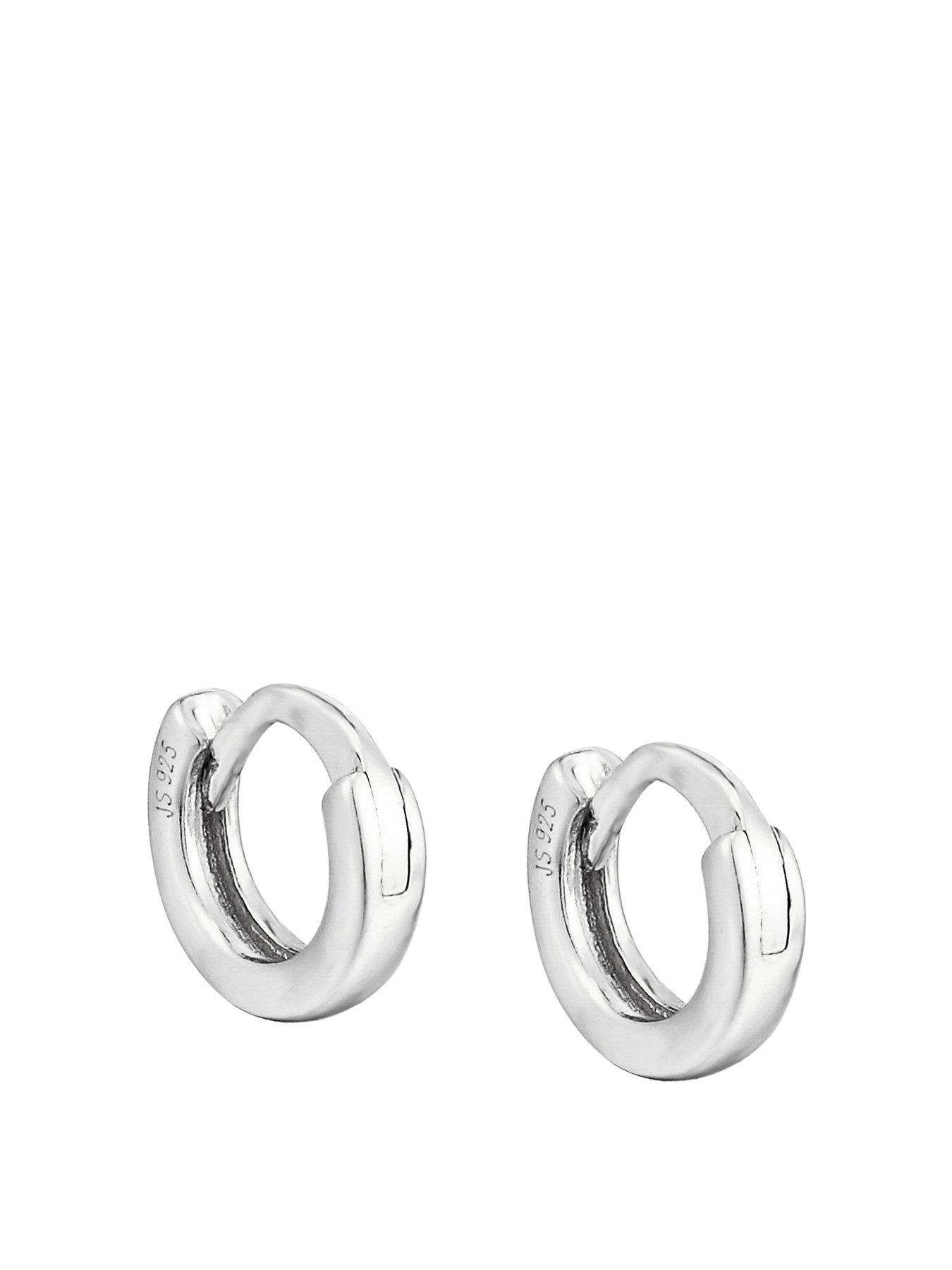 Product photograph of The Love Silver Collection Sterling Silver 7mm Dainty Huggie Hoop Earrings from very.co.uk