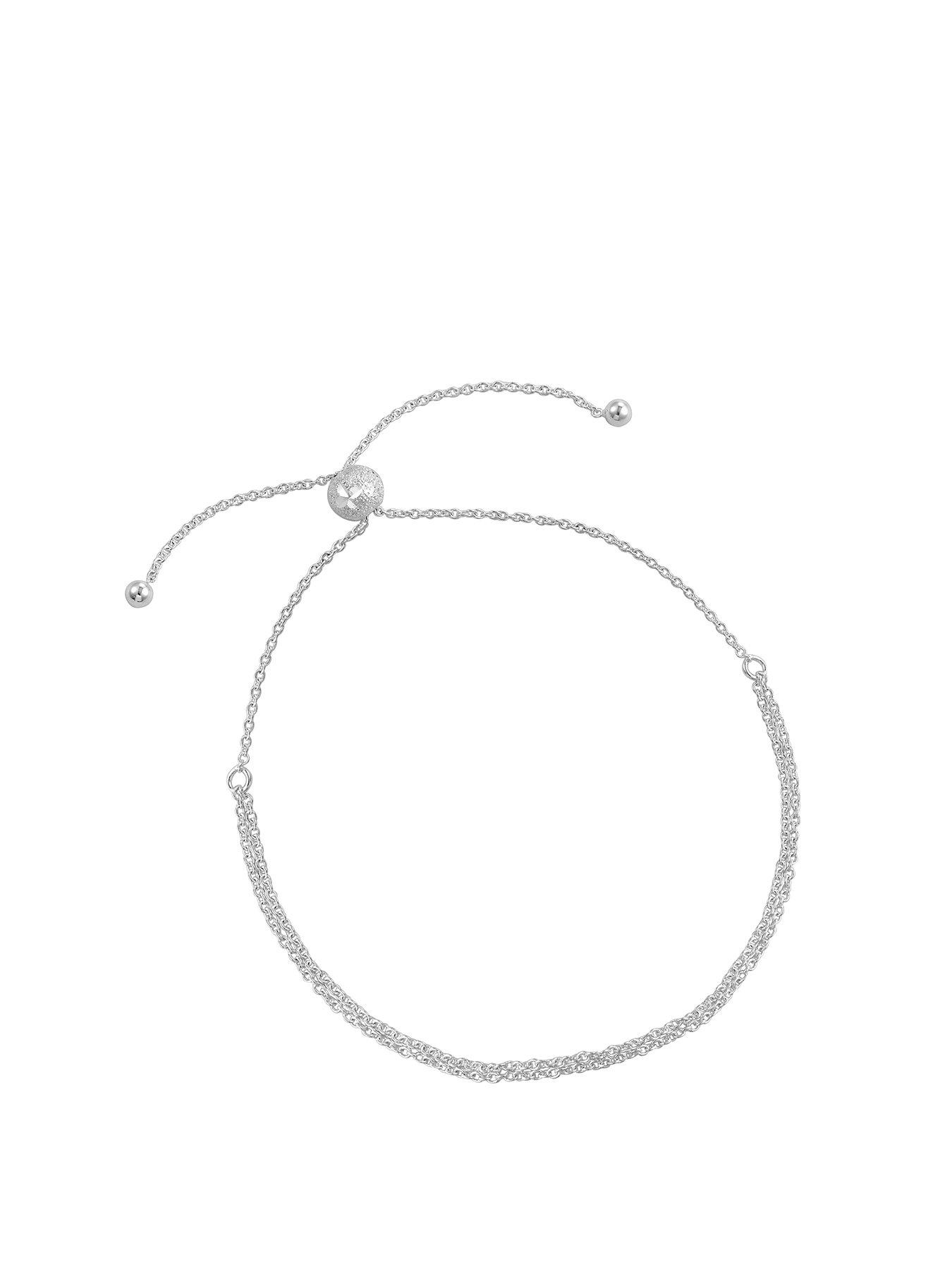 Product photograph of The Love Silver Collection Sterling Silver Double Chain Toggle Bracelet from very.co.uk
