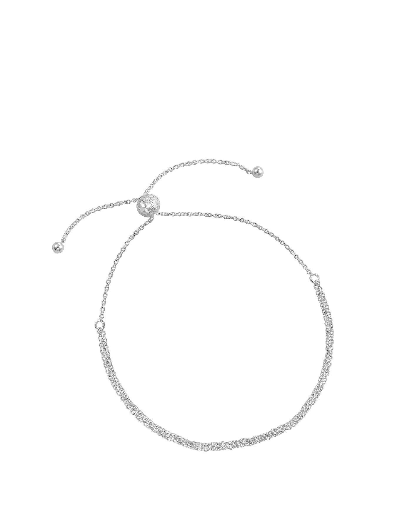 Product photograph of The Love Collection Sterling Silver Double Chain Toggle Bracelet from very.co.uk