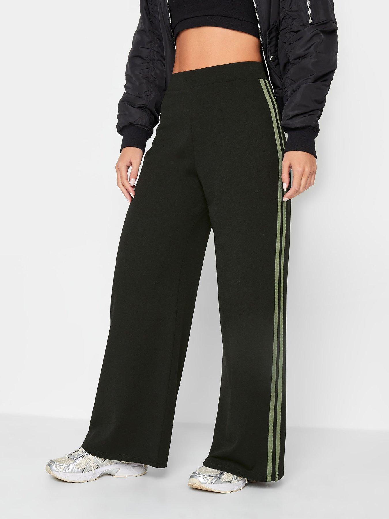 Yours Wide Leg Side Stripe Trouser - Black