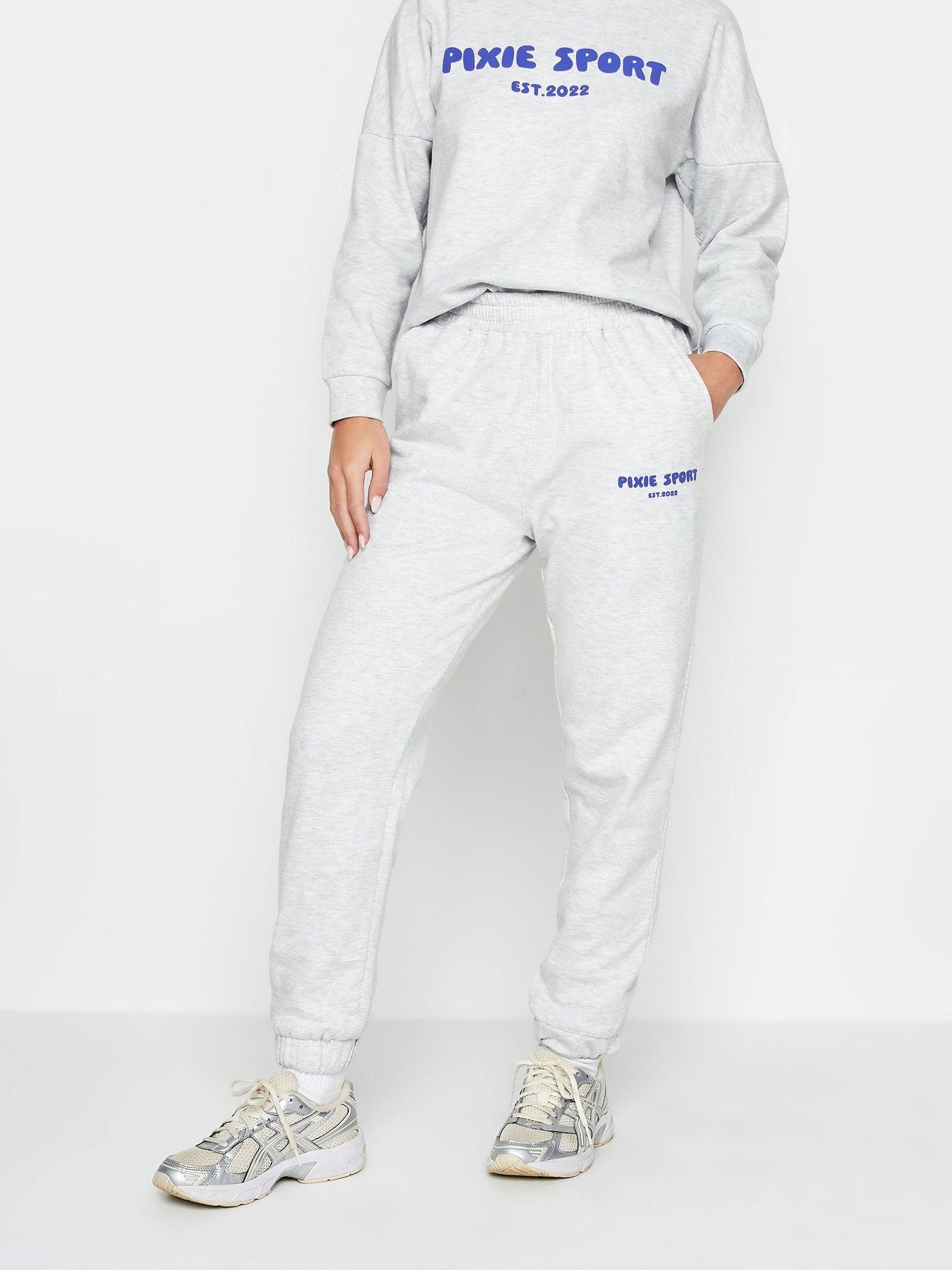 Grey Marl Low Rise Pocket Side Straight Leg Sweatpants