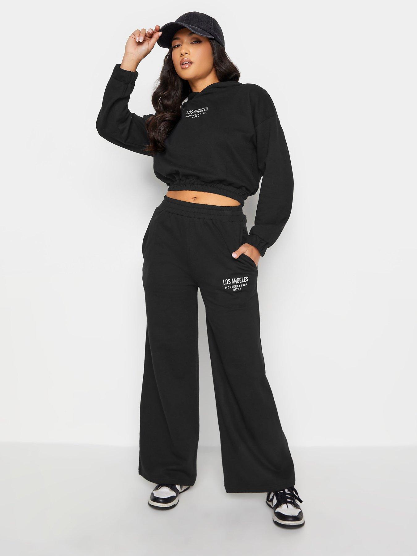 Petite Black Wide Leg Joggers