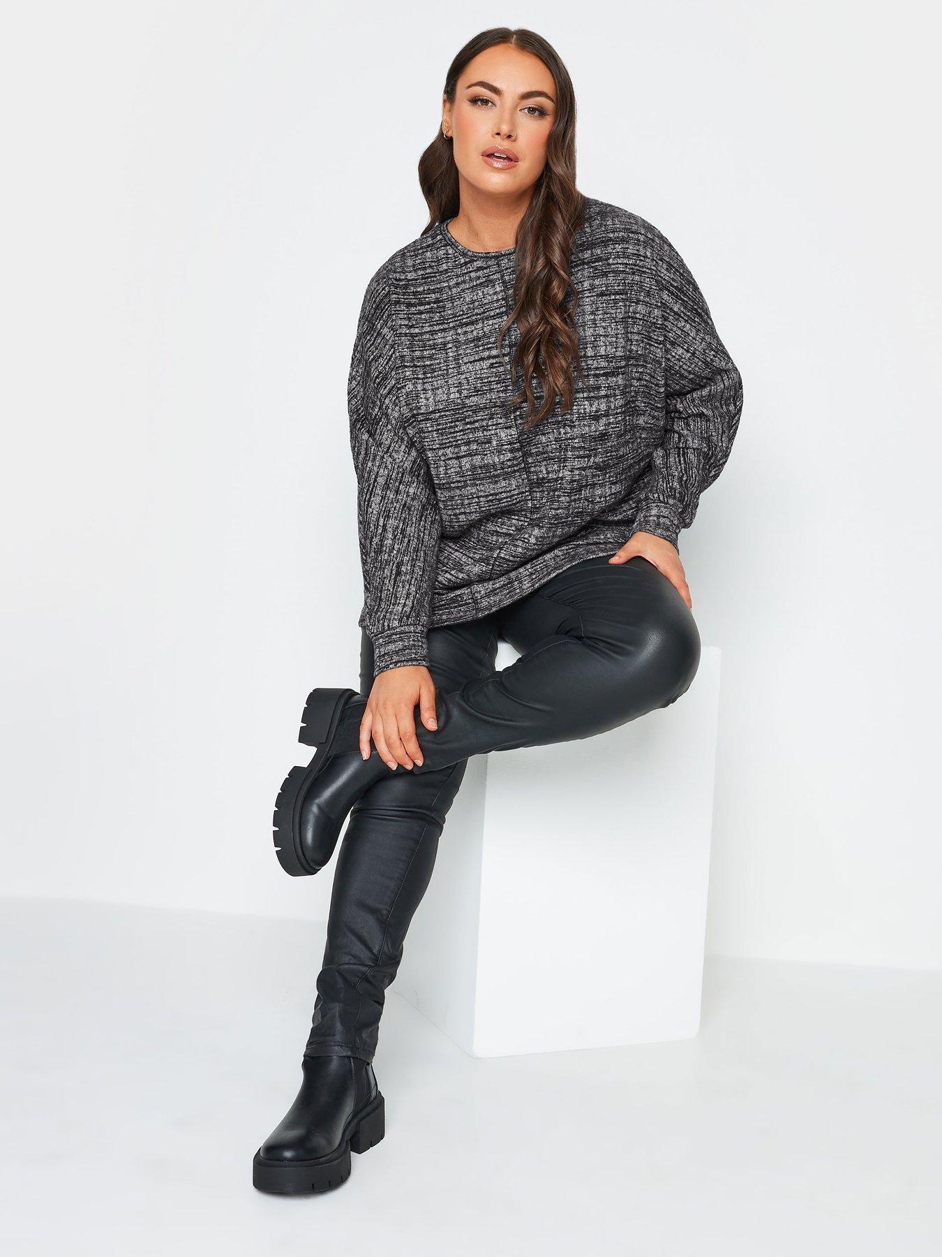 Image 3 of 4 of Yours Soft Touch Marl Front Seam Ls Top