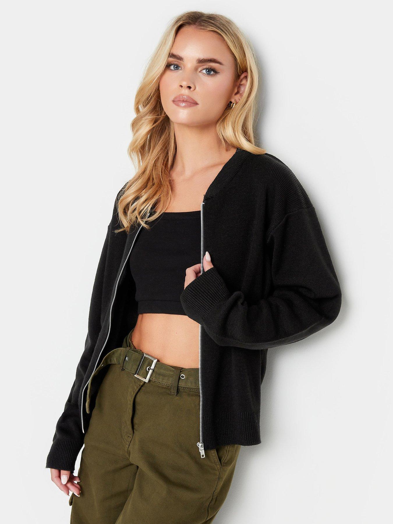 Petite black hot sale bomber jacket