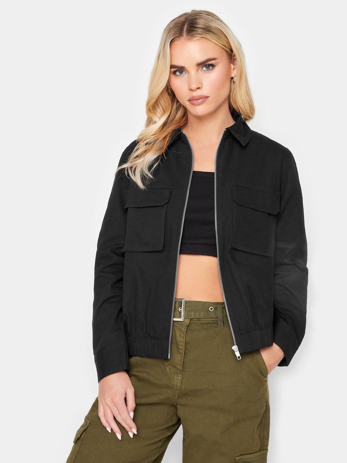 undefined Petite Black Utility Bomber Jacket