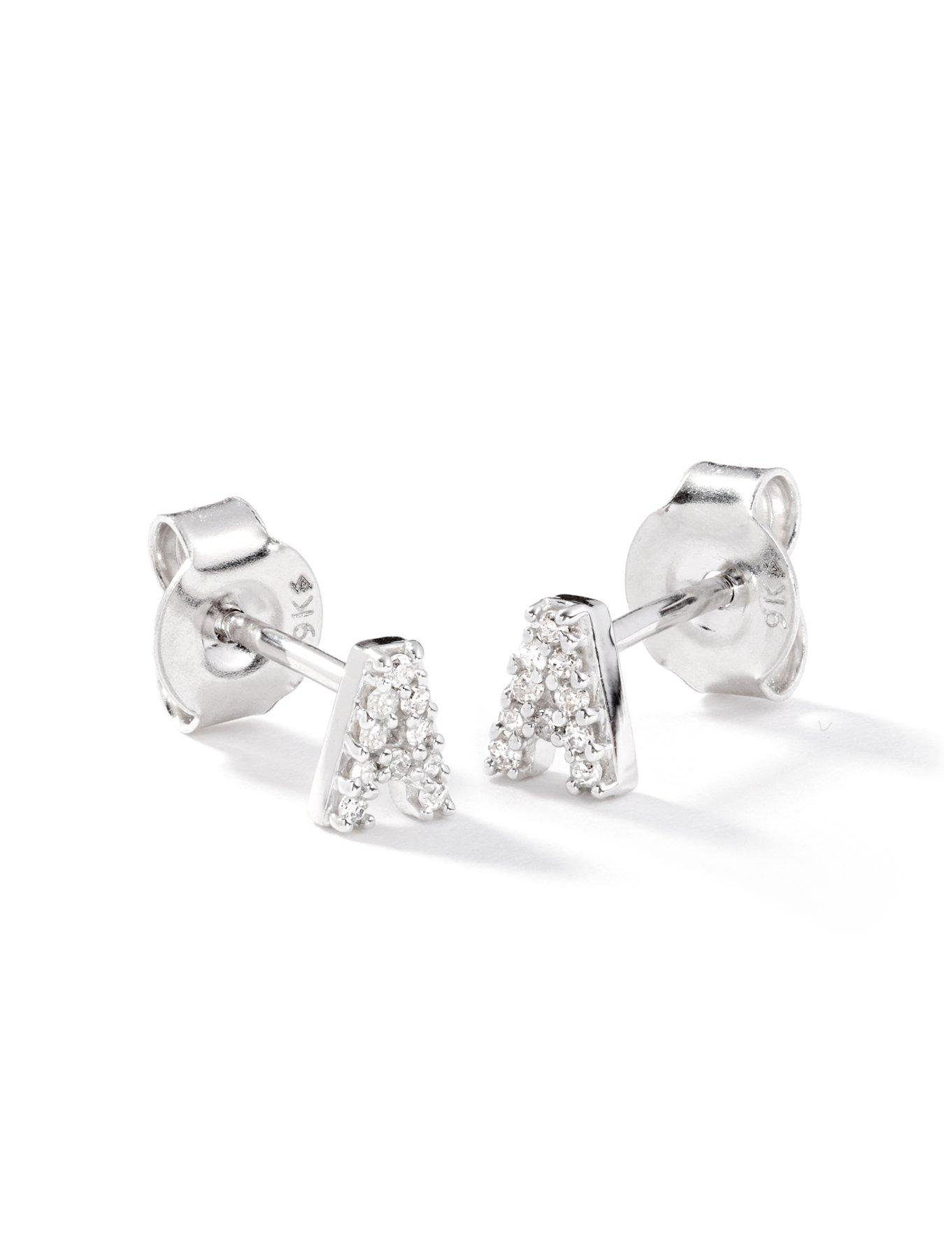 Diamond initial hot sale stud earrings