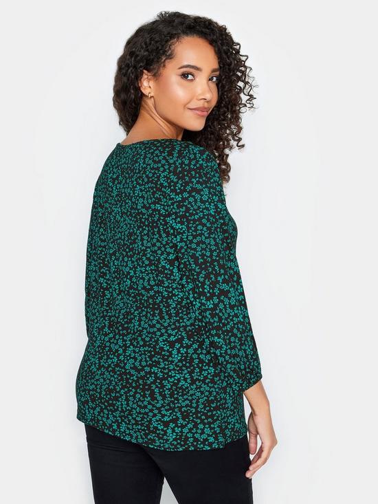 stillFront image of mco-petite-petite-green-ditsy-print-top