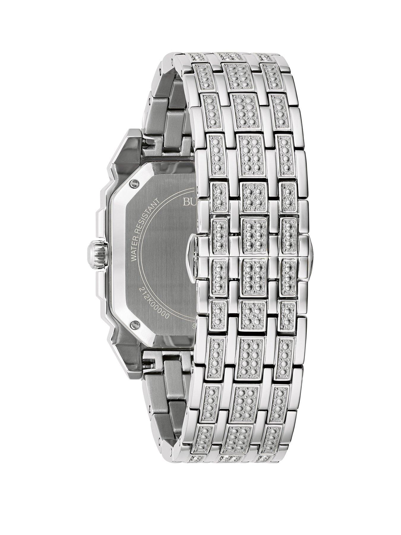 Image 2 of 2 of Bulova Octava Crystal Embellished Silver Stainless Steel Ladies Watch