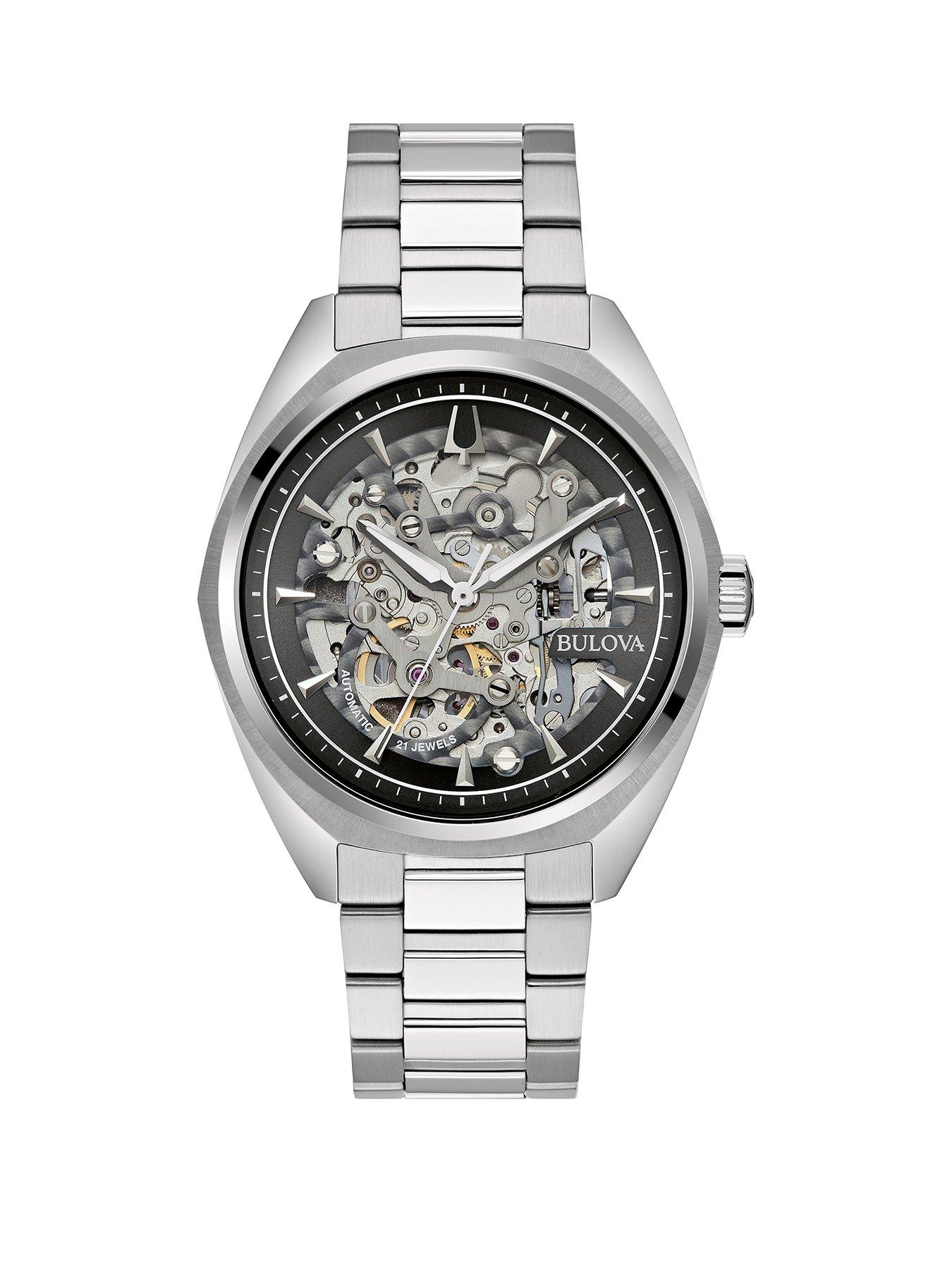 Product photograph of Bulova Sutton Black Dial Stainless Steel Mens Watch from very.co.uk