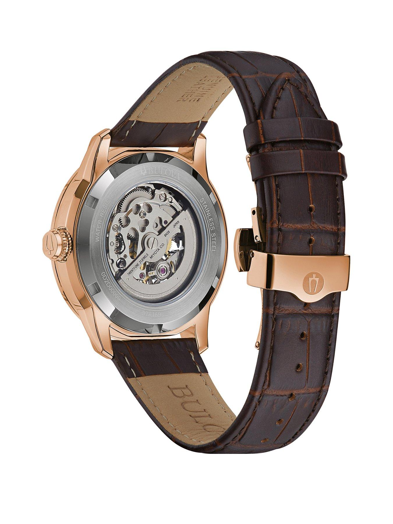 Bulova Classic Brown online Leather and Gold-Tone Wrap Bracelet