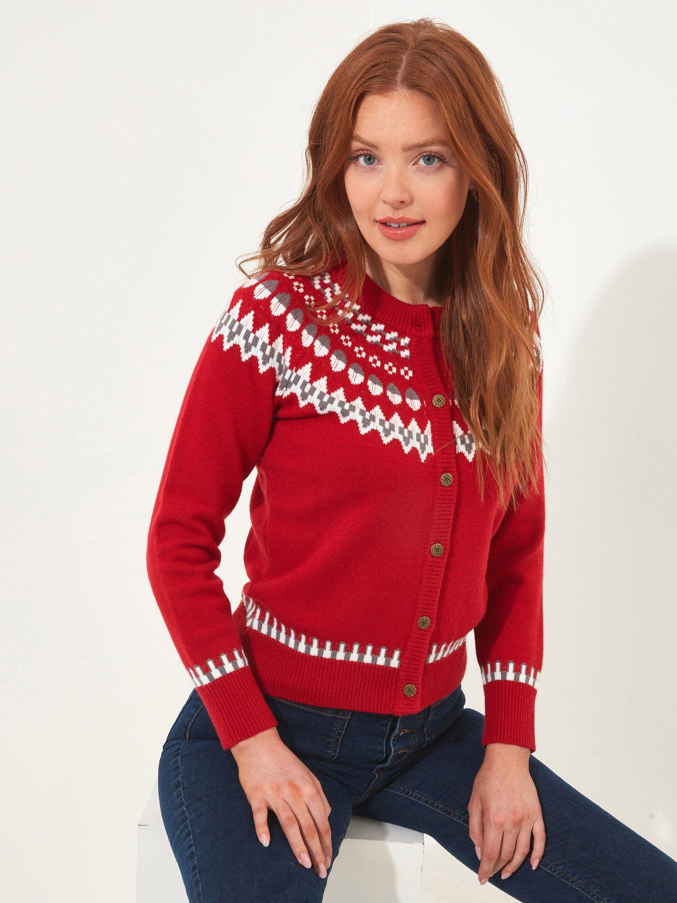 Joe Browns Fun And Fairisle Cardigan - Red | Very.co.uk