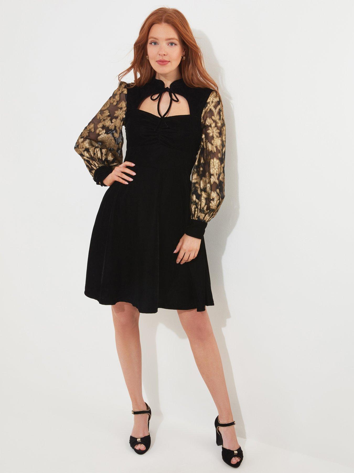 undefined Celeste Velvet Dress - Black