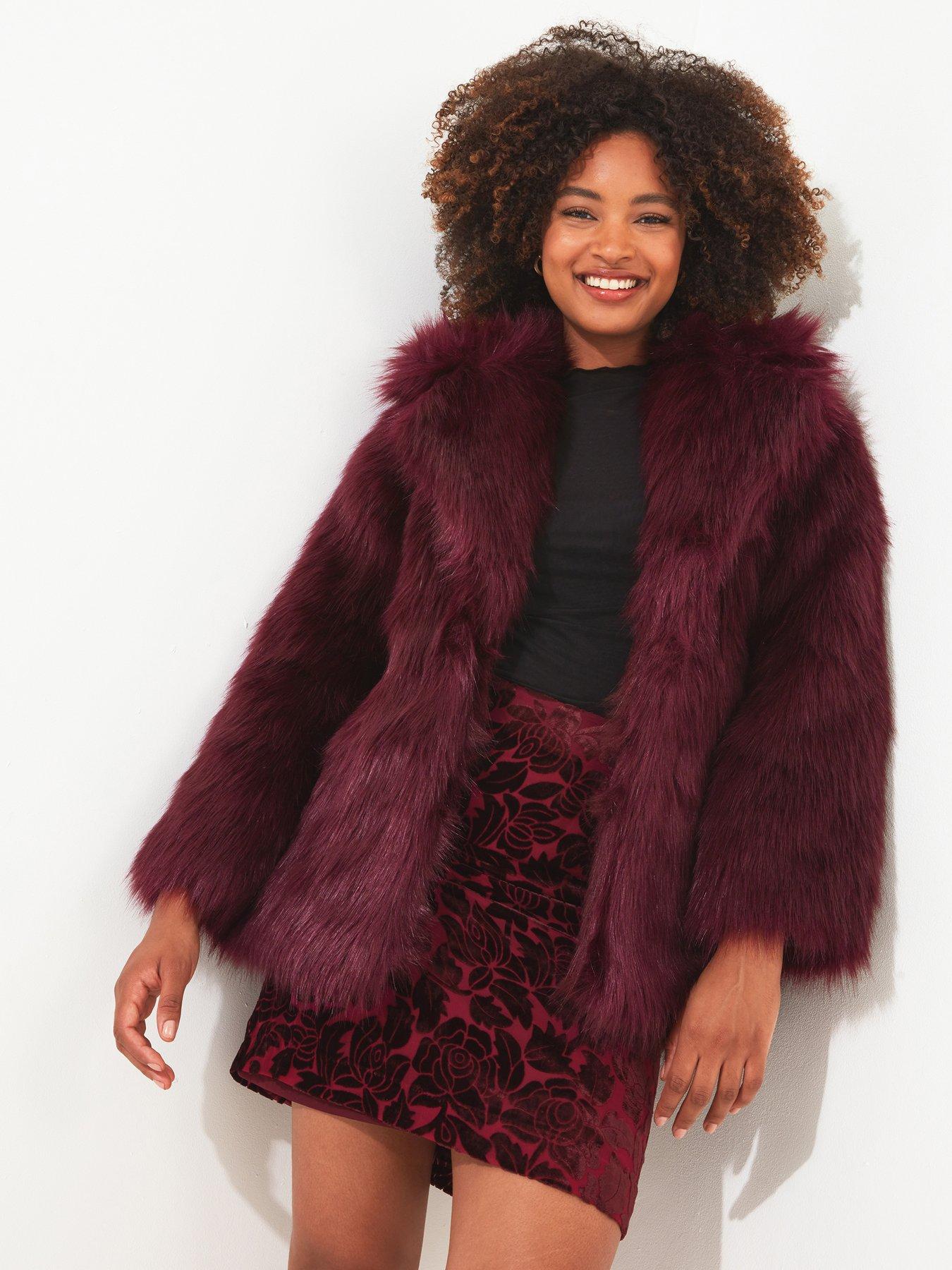 Fur 2024 burgundy coat