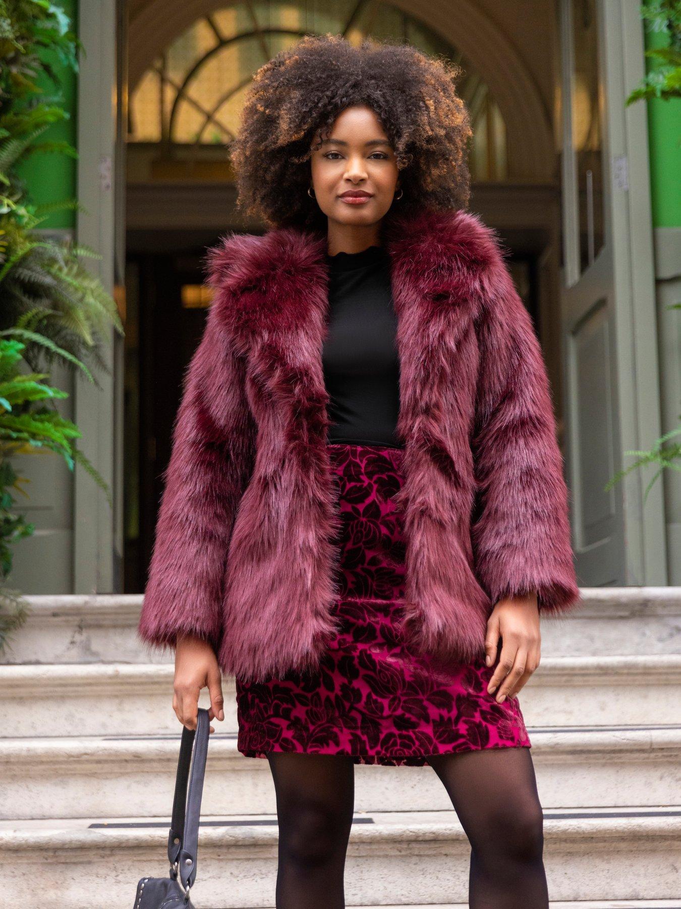 Burgundy fur coat best sale