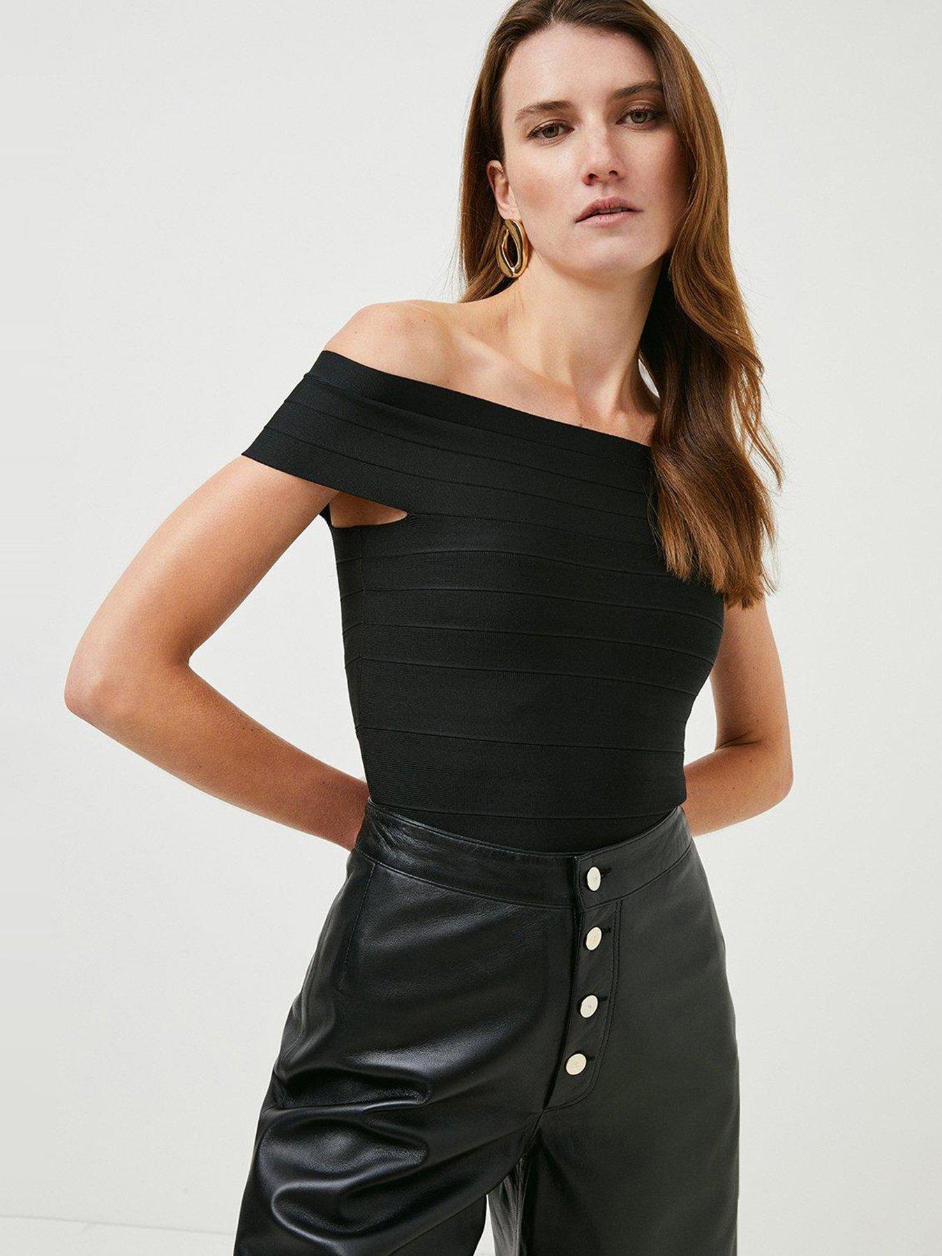 Karen Millen Knitted Bardot Top Black Very