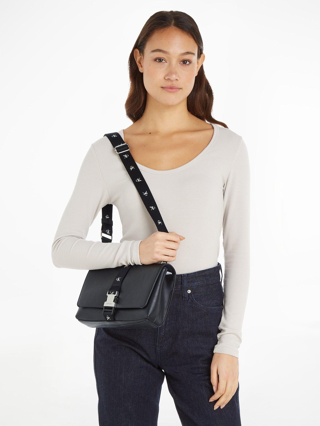 Calvin Klein Jeans Logo Strap Cross Body Bag - Black | Very.co.uk